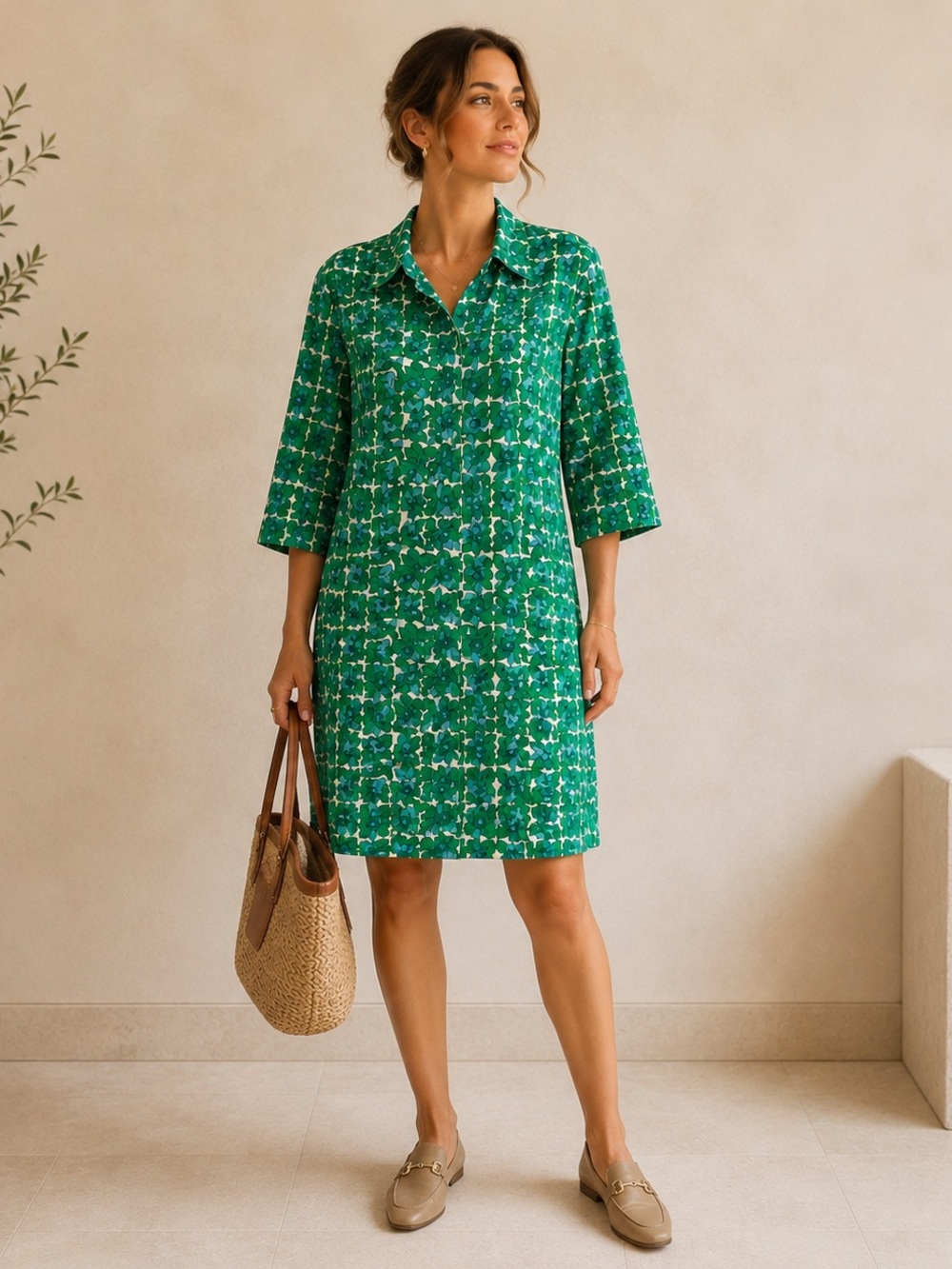 Averardo Bessi - Made in Italy - Cotton - Bright Green Floral Button-Down Shirt